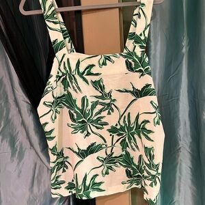 Vibrant Green and White Boxy Crop Tank Top